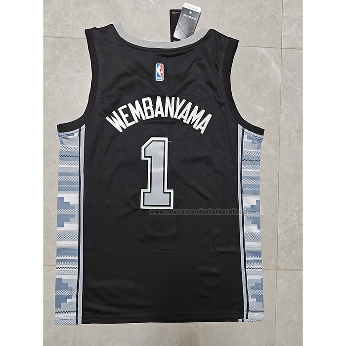 Camiseta San Antonio Spurs Victor Wembanyama NO 1 Statement 2022-23 Negro